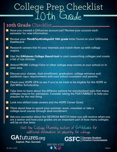 10th Grade Checklist